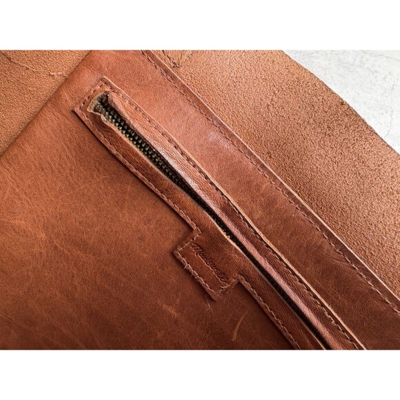 Madewell Brown English Saddle Leather Transport Shoulder Bag Tote Tan Size M - Picture 5 of 8